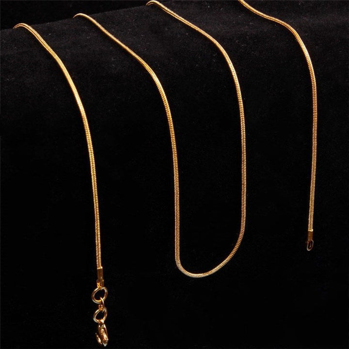 ZHONGYI FASHION TREND VERSATILE 18K YELLOW GOLD PLATED SNAKE BONE NECKLACE EUROPEAN AND AMERICAN CROSS-BORDER NEW 1MM SNAKE CHAIN WITH SNAKE BONE CHAIN Glossy.pk