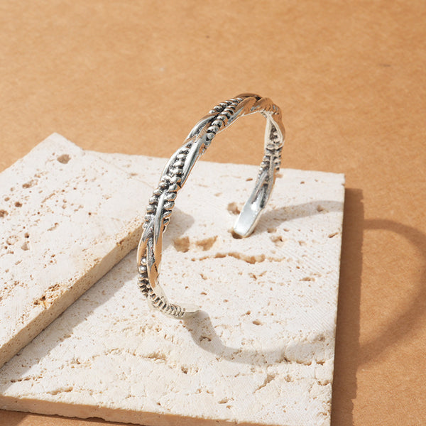 temu cross-border amazon new retro personality metal twist braided bracelet open design hand jewelry wholesale