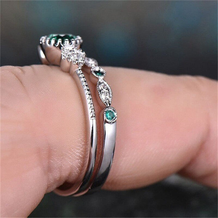 Zhongyi Europe and America Wish New Fashion and Versatile Women's Zircon Ring Silver-plated Micro Emerald Ring Glossy.pk