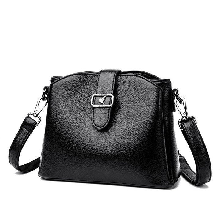 Three-layer bucket bag women's 2023 new trendy simple crossbody bag, leather soft leather casual small bag, fashion shoulder bag Glossy.pk