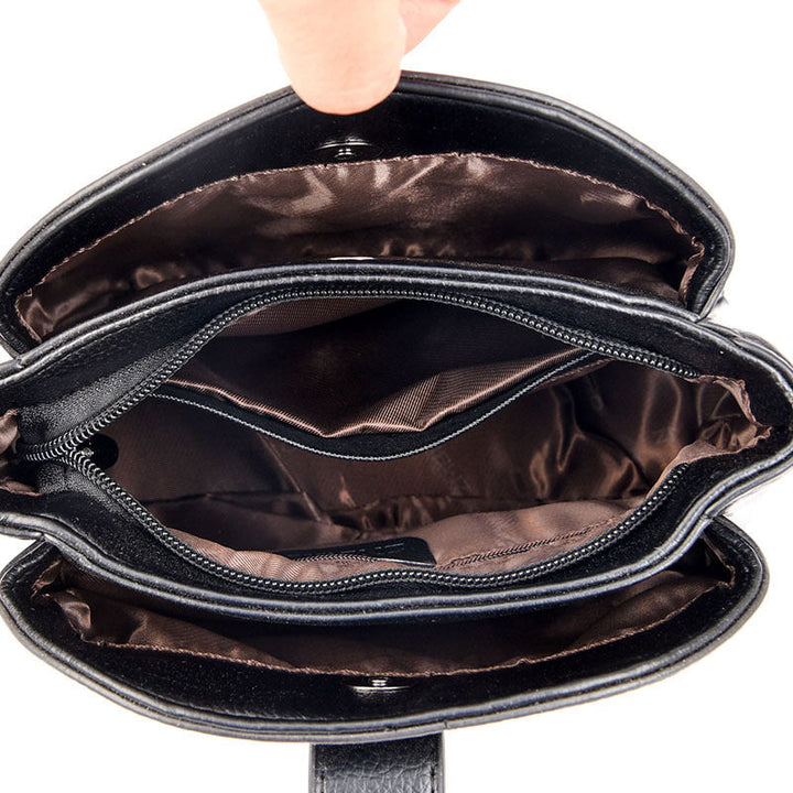 Three-layer bucket bag women's 2023 new trendy simple crossbody bag, leather soft leather casual small bag, fashion shoulder bag Glossy.pk
