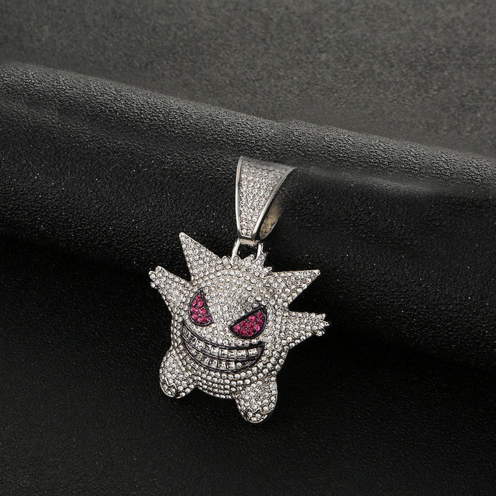 Zhongyi cross-border European and American hip hop elf cartoon funny necklace micro inlaid purple zircon pendant factory wholesale Glossy.pk