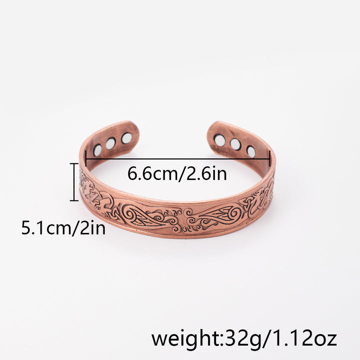 European and American TEMU retro red copper color magnet bracelet bracelet AliExpress flying eagle magnetic bracelet men's hand ornament