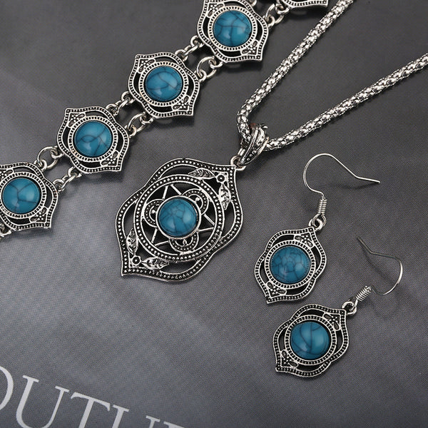 Simple Jewelry Three-Piece Set Women's Clothing Accessories Jewelry Necklace Alloy Plating Pattern Necklace Individually Packaged