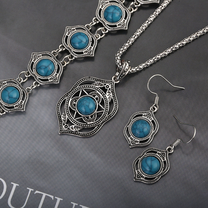 Simple Jewelry Three-Piece Set Women's Clothing Accessories Jewelry Necklace Alloy Plating Pattern Necklace Individually Packaged
