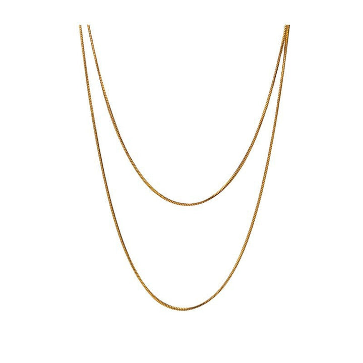 European and American snake bone chain long necklace women's simple layering basic bare chain sweater chain titanium steel non-fading sweater chain Glossy.pk