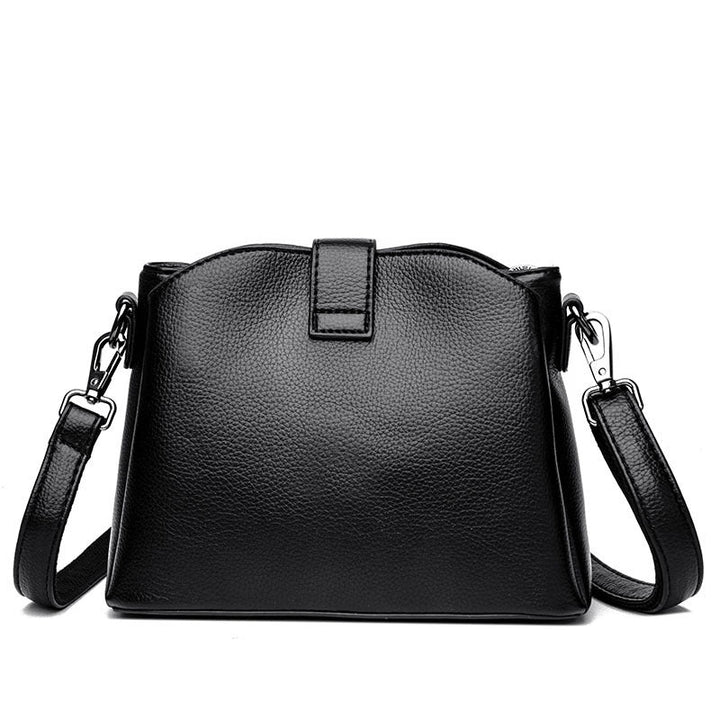 Three-layer bucket bag women's 2023 new trendy simple crossbody bag, leather soft leather casual small bag, fashion shoulder bag Glossy.pk