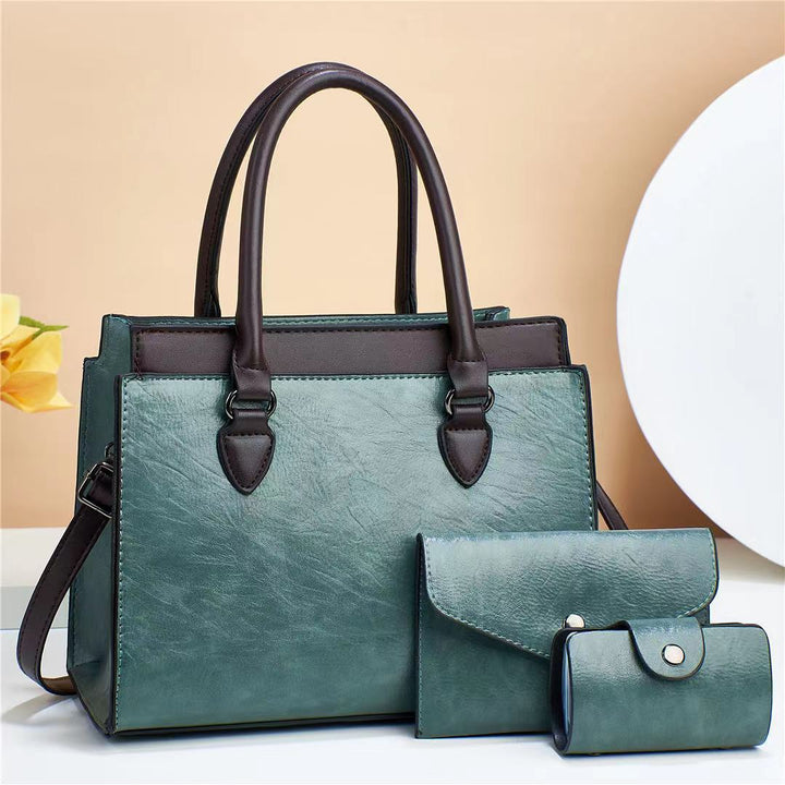 2024 Stylish Large Capacity Women's Handbag Set - Mother-and-Child Messenger Bag Three-Piece Collection Glossy.pk