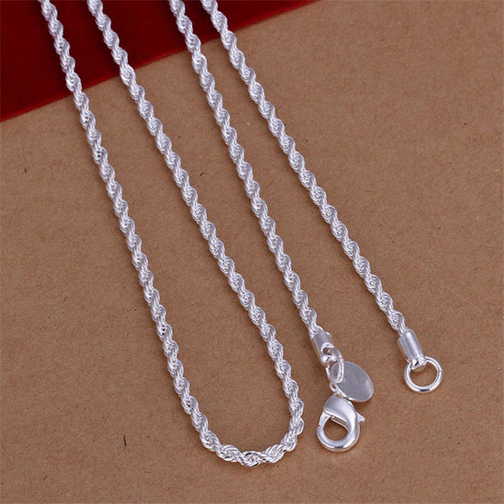 CHINESE AND KOREAN VERSION OF THE TREND PERSONALITY TWIST CHAIN CROSS-BORDER TEMU FASHION SILVER-PLATED 3MM FLASH TWIST ROPE NECKLACE ONE PIECE DELIVERY Glossy.pk
