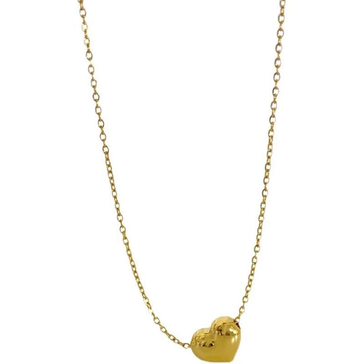 Titanium steel three-dimensional love necklace does not fade, women's light luxury, simple summer, cold wind, Internet celebrity temperament, niche clavicle chain Glossy.pk
