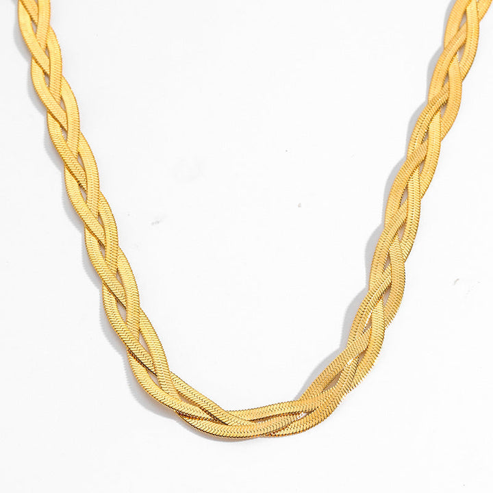 European and American cross-border Internet celebrities with the same blade chain, flat snake chain, twist chain, double-layer necklace, design sense necklace, wholesale women's 32 Glossy.pk