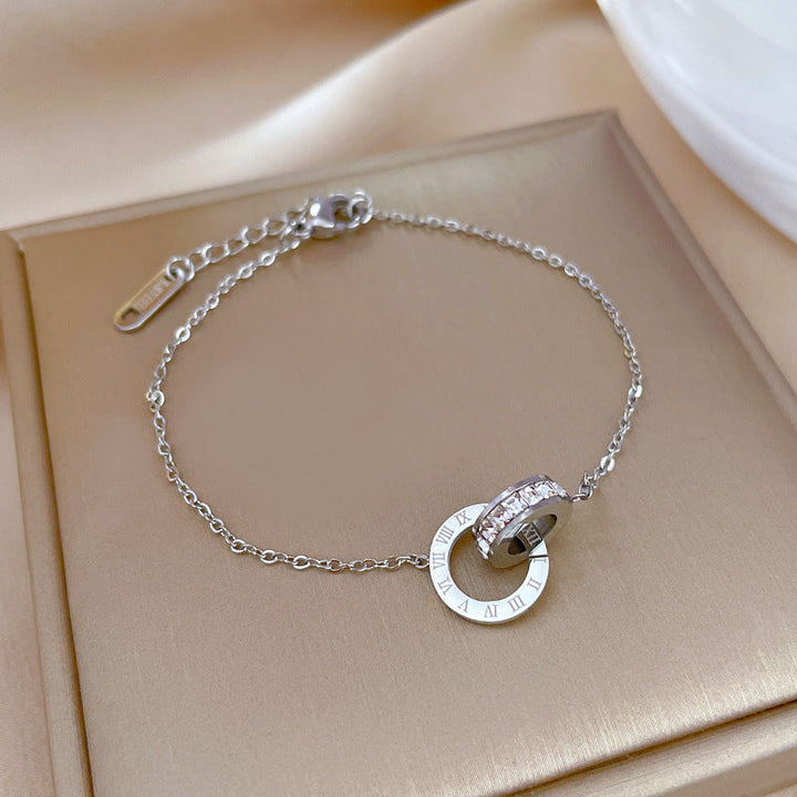 Cross-border European and American hot-selling style love heart shape double-layer new bracelet stainless steel fashion hand jewelry versatile fashion with 25 Glossy.pk