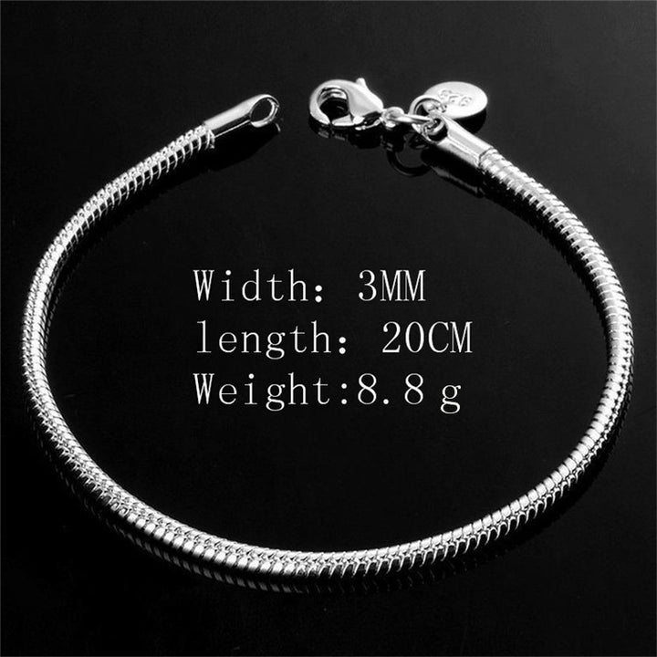 In China and Europe European and American popular jewelry simple silver-plated snake chain bracelet AliExpress 3MM snake bone bracelet manufacturers wholesale