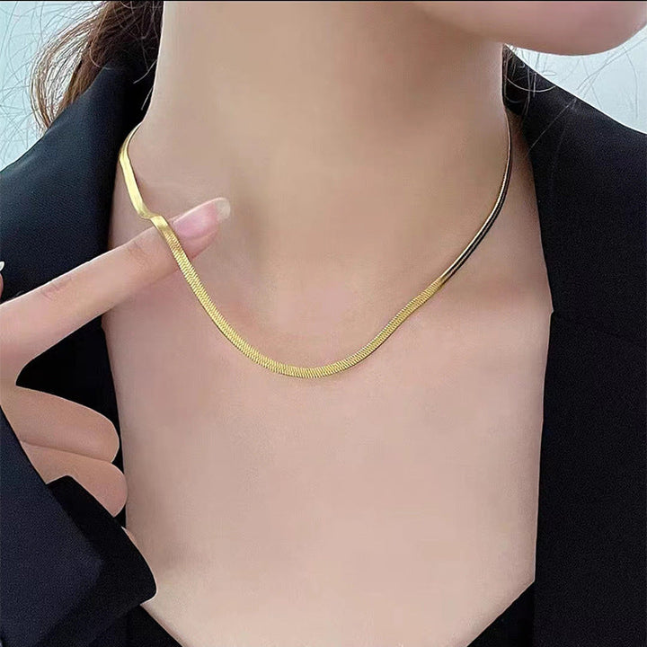 2024 new 18K gold high-end gold snake bone chain anklet, women's ins, cold wind, simple forest, does not fade Glossy.pk