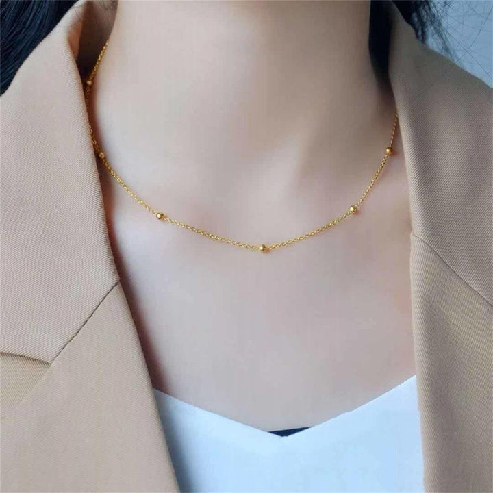 Titanium steel emerald geometric necklace high-grade cold style clavicle necklace fashion temperament accessories do not fade 34 Glossy.pk