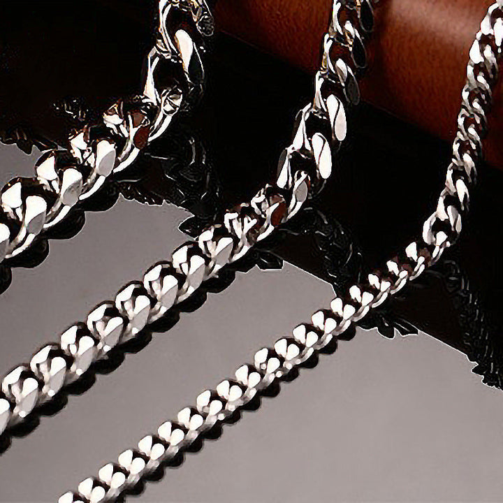 Cross-border European and American style wear with punk hip-hop stainless steel bracelet, six-sided grinding Cuban chain, simple titanium steel bracelet Glossy.pk