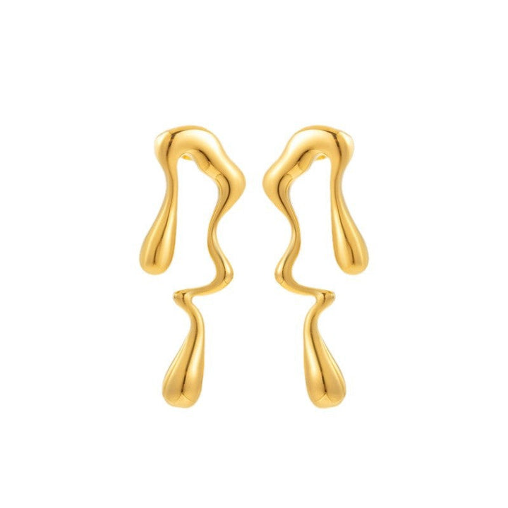 European and American style irregular metallic deconstructivist earrings geometric drop earrings cross-border explosive jewelry wholesale Glossy.pk
