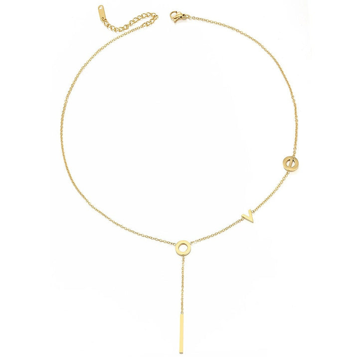 Titanium steel LOVE letter titanium steel necklace women's instide fashion letter clavicle chain simple temperament net red stainless steel Glossy.pk
