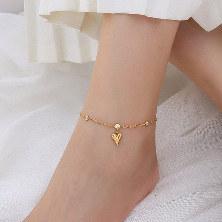 Sense of luxury, delicate shell claw diamond, starfish, titanium steel anklet, sweet ocean style, new ankle and foot chain 22 Glossy.pk