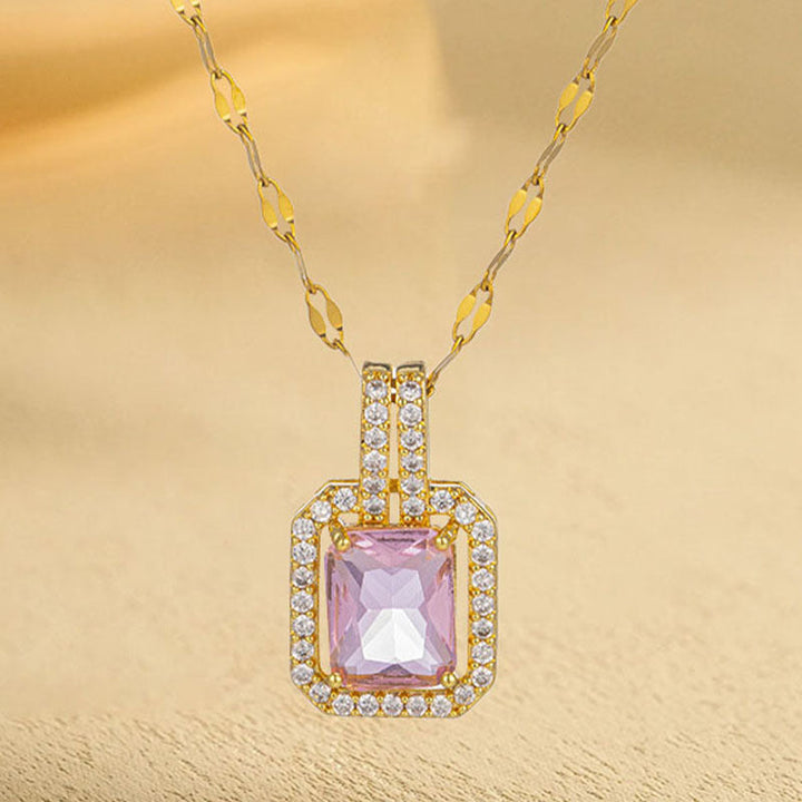 European and American cross-border wholesale high-quality temperament titanium steel necklace does not fade full diamond pendant jewelry wholesale stainless steel 13 Glossy.pk