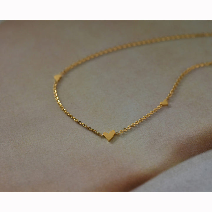 2024 New Niche Simple Love Titanium Steel Bracelet Small Heterosexual Love Necklace Women's Clavicle Chain Light Luxury Glossy.pk