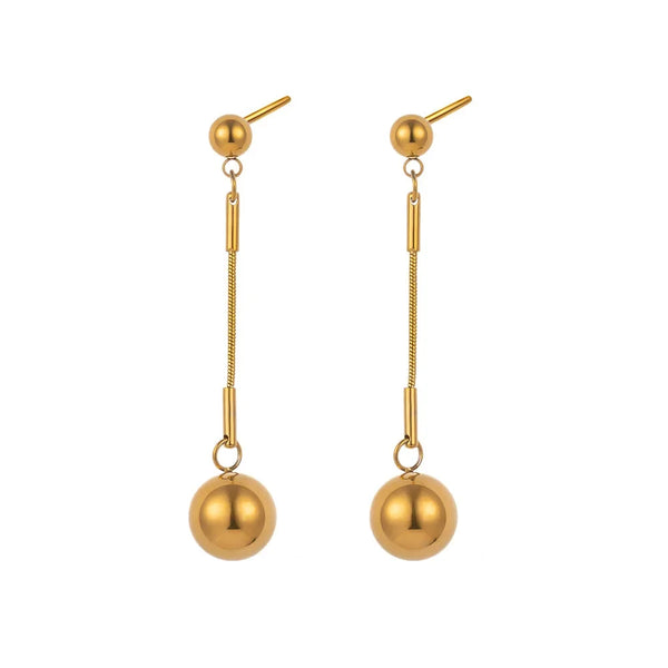 European and American cross-border hot wholesale gold bead tassel chain hip-hop style popular titanium steel earrings jewelry set