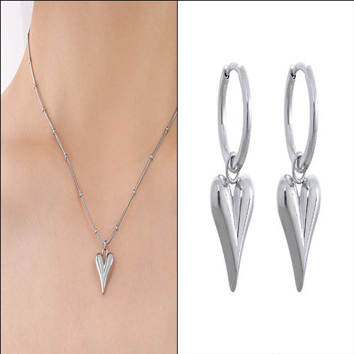 2024 New European and American Amazon Cross-border Hot Sale Fashion Retro Hip Hop Love Necklace Bracelet Earrings Set Glossy.pk