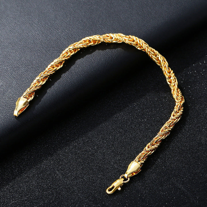 AliExpress New Men's Twisted Rope Domineering 18K Gold Necklace Rough Gold Bracelet Bracelet Metal Plating for Men and Women Glossy.pk