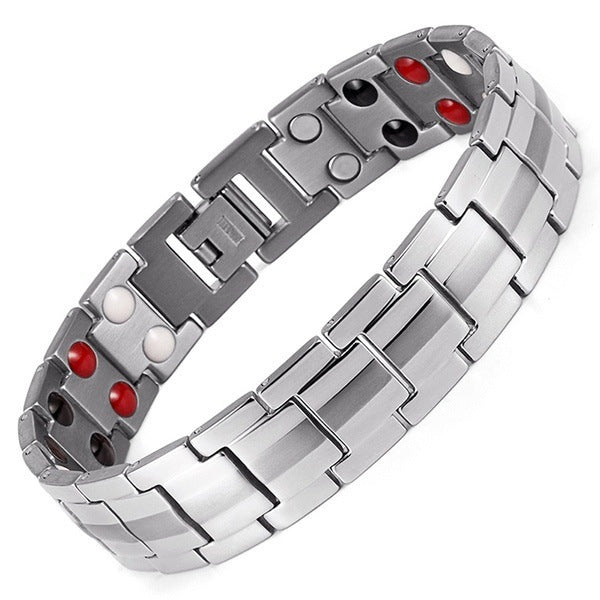 ZHONGYI AMAZON TEMU CROSS-BORDER HOT SALE DETACHABLE DOUBLE-ROW MAGNET MEN'S BRACELET EUROPEAN AND AMERICAN COUPLE BRACELETS Glossy.pk