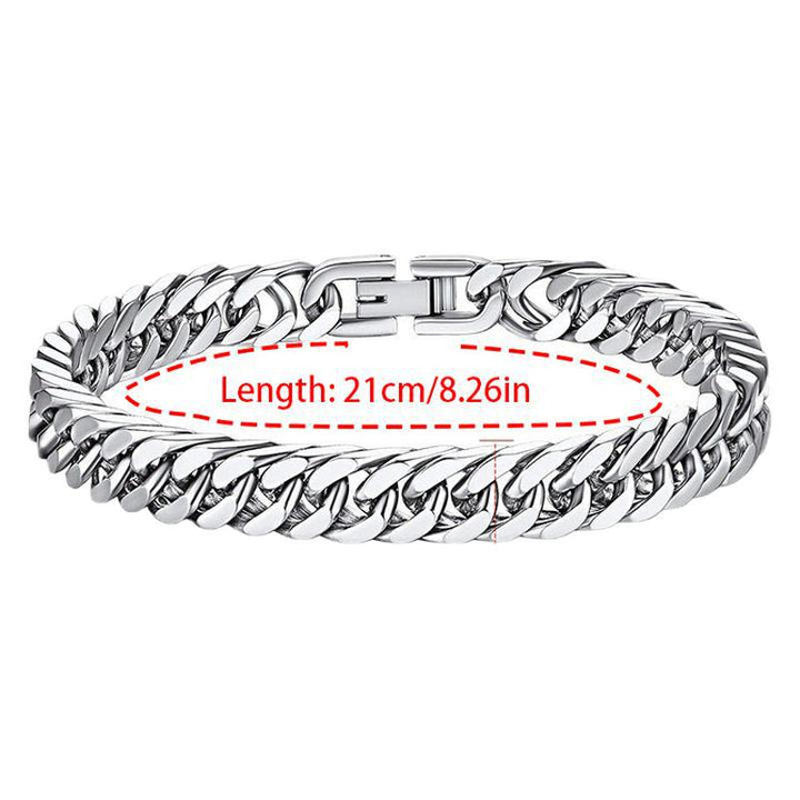 temu cross-border domineering titanium steel jewelry buckle bracelet simple stainless steel European and American style Cuban chain bracelet spot wholesale Glossy.pk