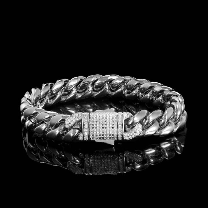 Men’s Cuban Bracelet – 18K Gold Plated on 925 Sterling Silver Glossy.pk