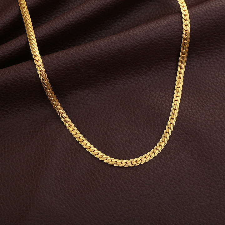 TEMU New European and American Hot Selling 5MM Full Side Body Necklace Cross-border Personality Simple Gold Plated Necklace 20 Inch Chain Glossy.pk
