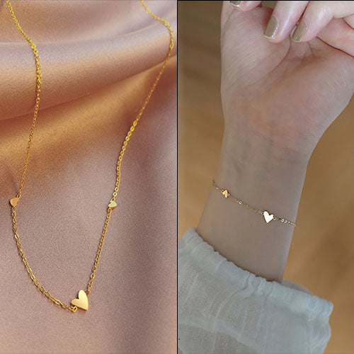 2024 New Niche Simple Love Titanium Steel Bracelet Small Heterosexual Love Necklace Women's Clavicle Chain Light Luxury Glossy.pk