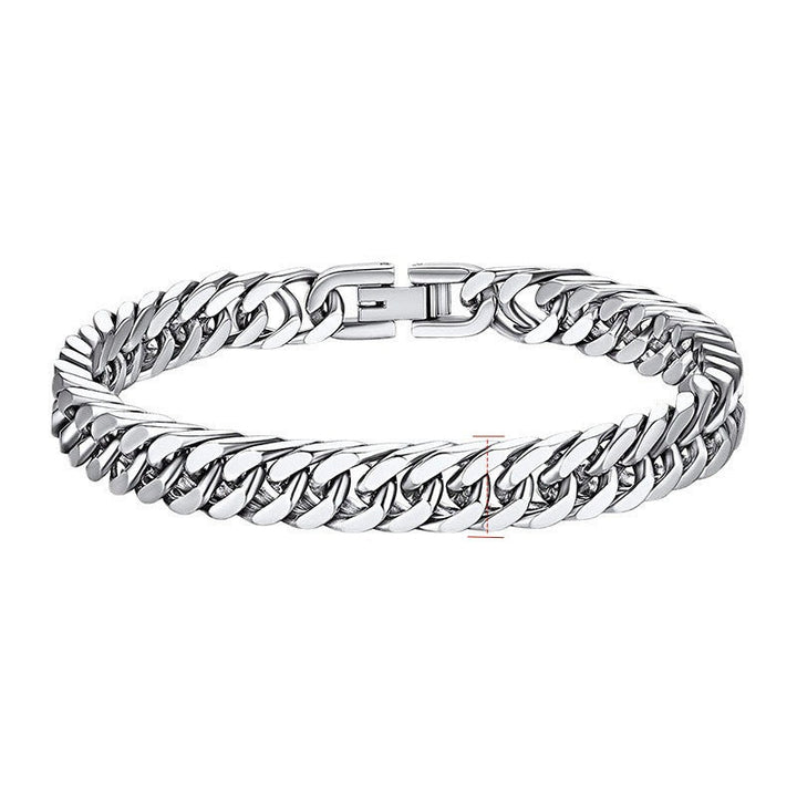 temu cross-border domineering titanium steel jewelry buckle bracelet simple stainless steel European and American style Cuban chain bracelet spot wholesale Glossy.pk