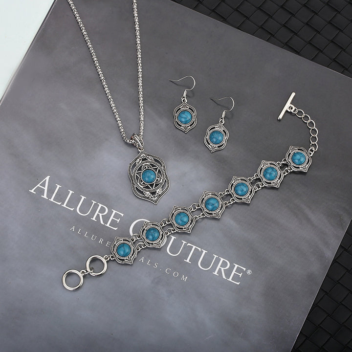 Simple Jewelry Three-Piece Set Women's Clothing Accessories Jewelry Necklace Alloy Plating Pattern Necklace Individually Packaged