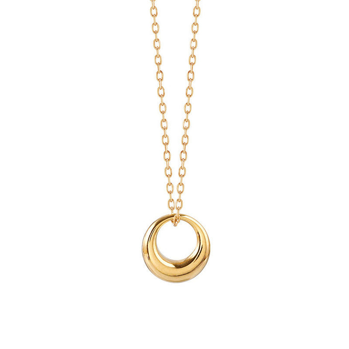 Titanium steel does not fade INS niche simple high-end sense 18K gold geometric circle necklace women's light luxury exquisite clavicle chain Glossy.pk
