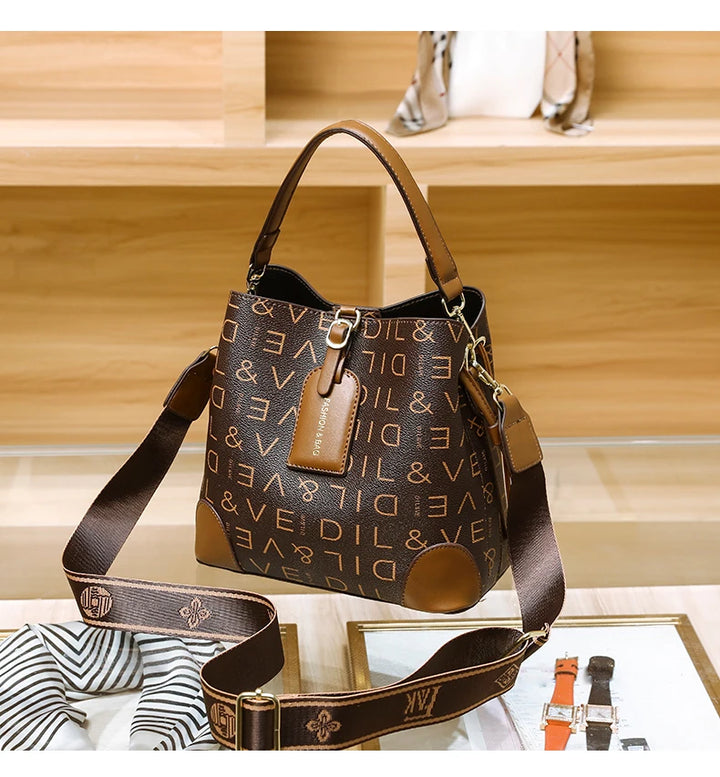 Chic Couture: Designer Print Bucket Bag Glossy.pk