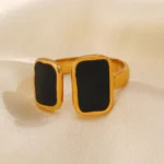 Trendy Black & white ring adjustable - Image 3