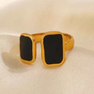 Adjustable Black & White Ring — Stainless Steel | Glossy.pk product photo 3 | Glossy.pk Pakistan