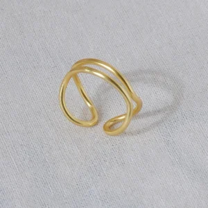 Wavy layered adjustable stainless steel ring