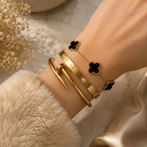 3‑Piece Trendy Clover Bracelet Combo Set