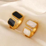 Trendy Black & white ring adjustable - Image 5