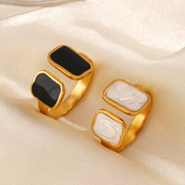 Trendy Black & white ring adjustable anti-tarnish jewellery from Glossy.pk, Lahore