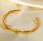 Half Bambo C cuff Bangle- GOLD