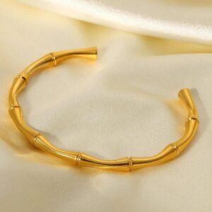 Half Bambo C Cuff Bangle Gold‑Tone