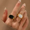 Black & White Ring — Stainless Steel | Glossy.pk — jewellery from Glossy.pk, Pakistan