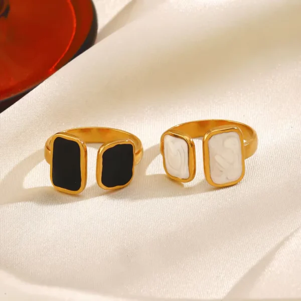 Adjustable Black & White Ring — Stainless Steel | Glossy.pk product photo 4 | Glossy.pk Pakistan