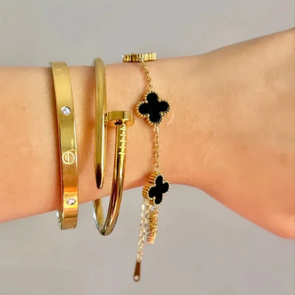 3‑Piece Trendy Clover Bracelet Combo Set product photo 2 | Glossy.pk Pakistan