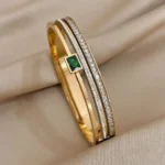 Green Rhinestone 3 layered Bangle