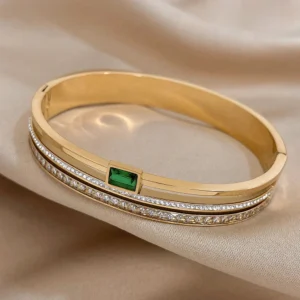 Green Rhinestone 3-Layered Bangle product photo 2 | Glossy.pk Pakistan
